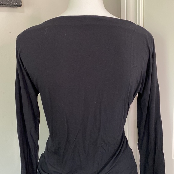 Vince Micromodal Black Boat Neck Lightweight Long Sleeve Top Stretch Sz XS - Picture 7 of 10